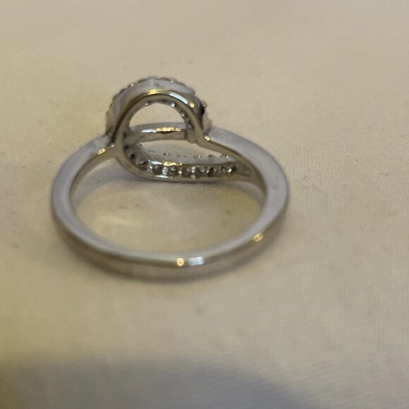 Teardrop Swirl Silver Tone Clear Stone Pinky Ring Size 4.75 Small Sparkle Child - Picture 7 of 12